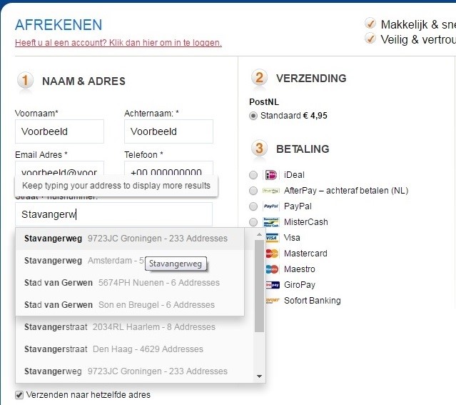 Aquive media - adres verificatie uitcheck