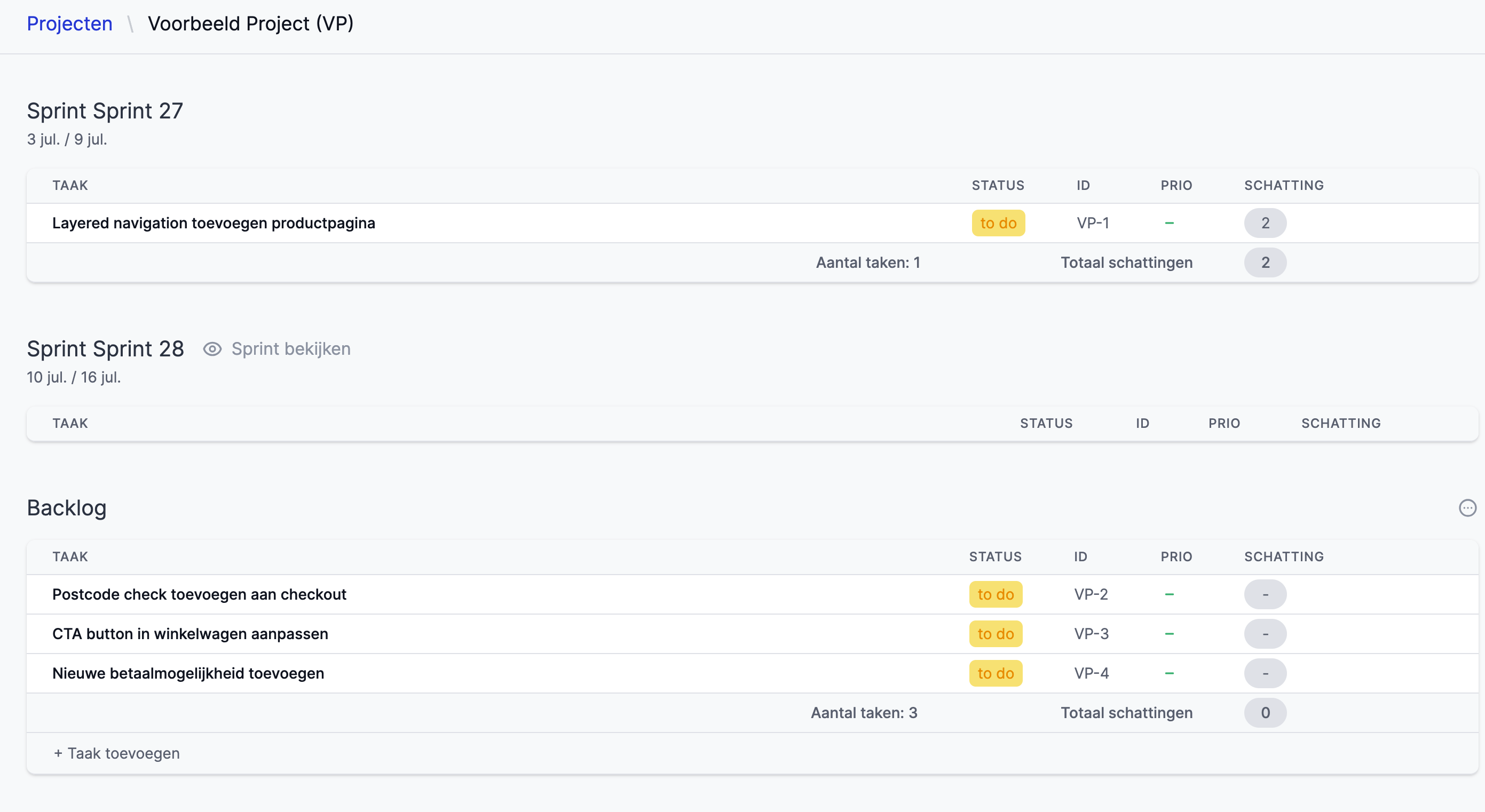 Sprintplanning backlog