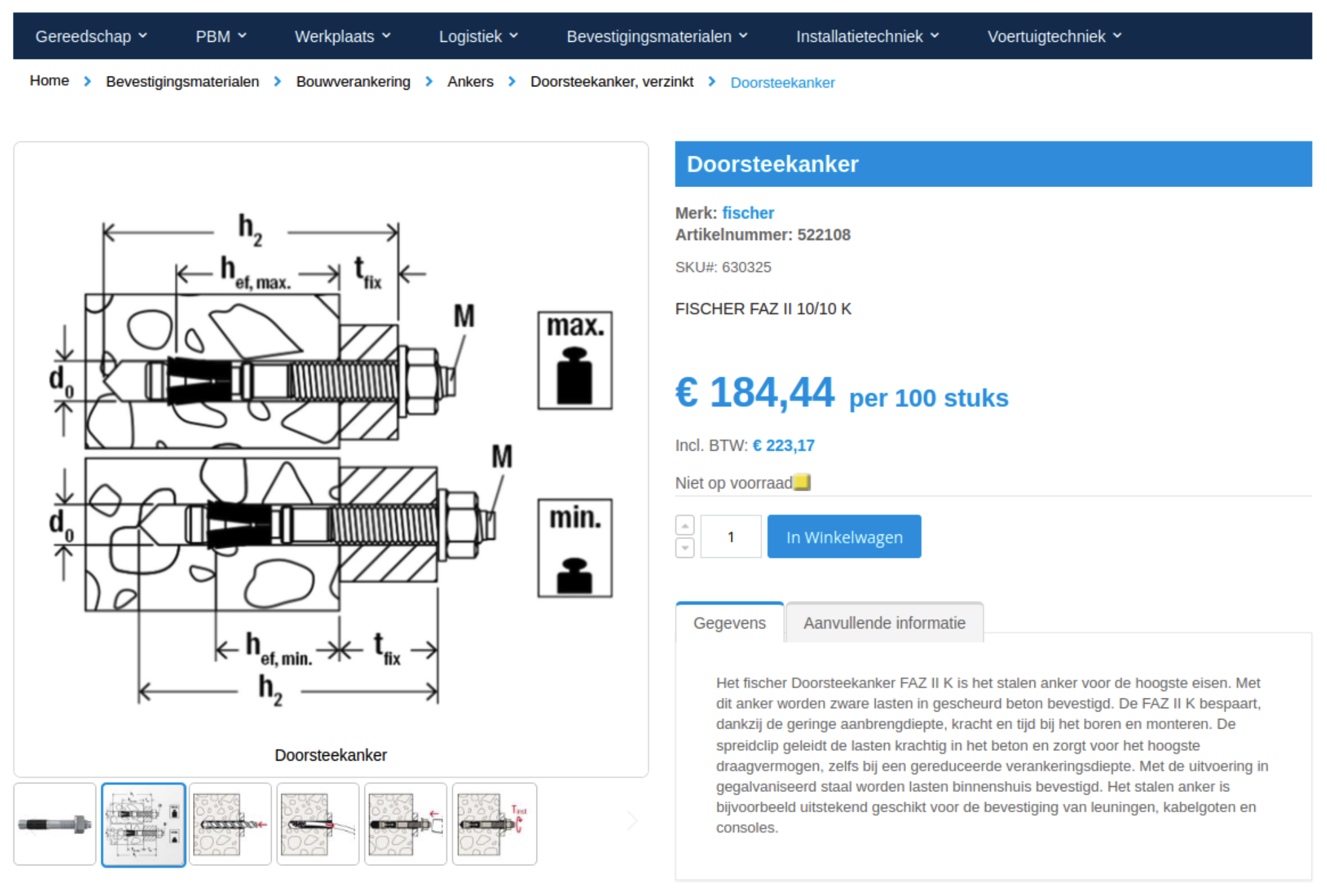 Technische tekening product